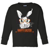 Happy Easter Hipster Bunny Rabbit Toddler Long Sleeve Shirt