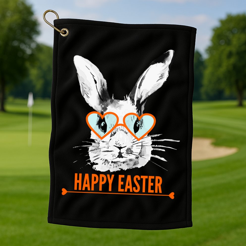 Happy Easter Hipster Bunny Rabbit Golf Towel