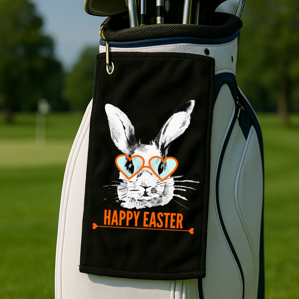 Happy Easter Hipster Bunny Rabbit Golf Towel