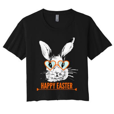 Happy Easter Hipster Bunny Rabbit Crop Top