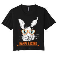 Happy Easter Hipster Bunny Rabbit Women's Crop Top Tee