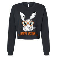 Happy Easter Hipster Bunny Rabbit Cropped Pullover Crew