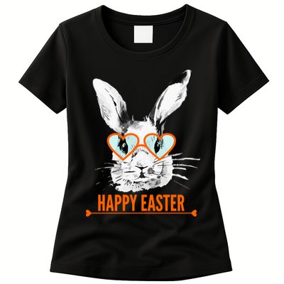 Happy Easter Hipster Bunny Rabbit Womens T-Shirt