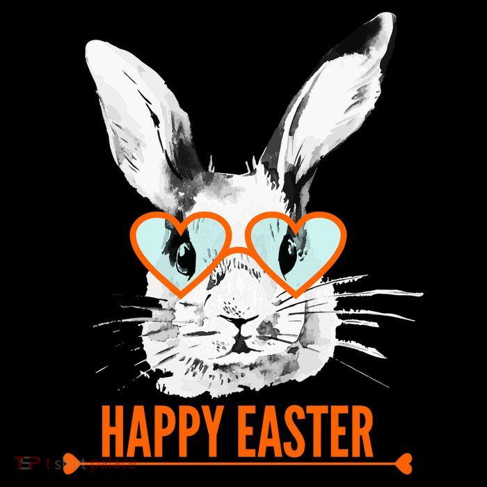 Happy Easter Hipster Bunny Rabbit Womens T-Shirt