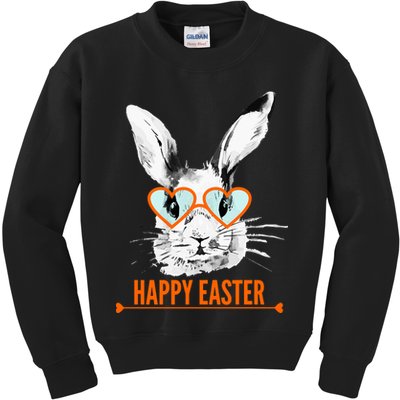 Happy Easter Hipster Bunny Rabbit Kids Sweatshirt