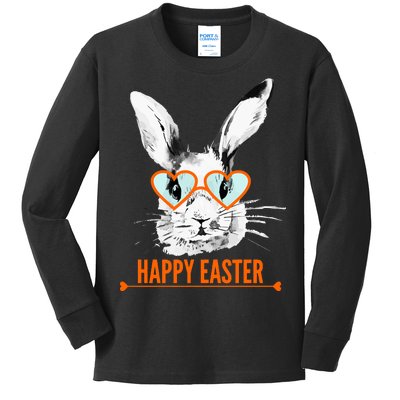 Happy Easter Hipster Bunny Rabbit Kids Long Sleeve Shirt