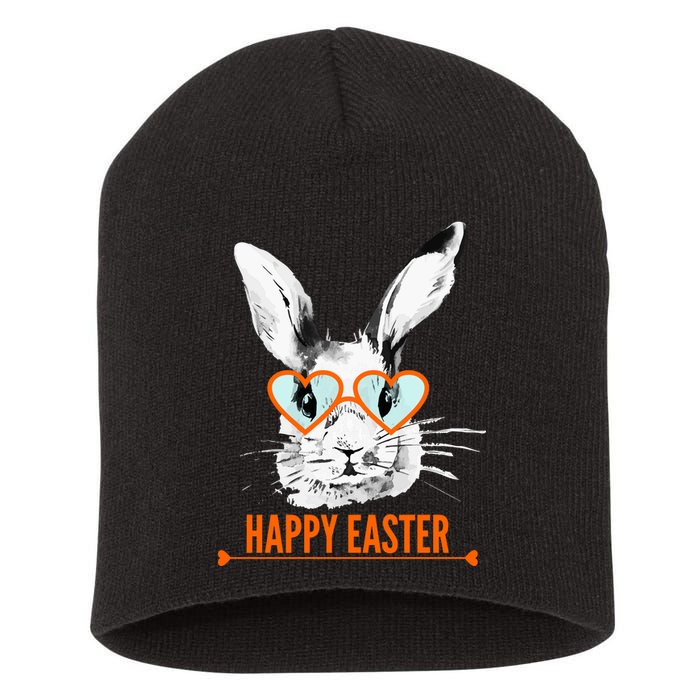 Happy Easter Hipster Bunny Rabbit Short Acrylic Beanie