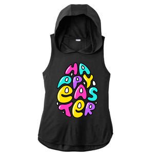 Happy Easter Pastel Egg Ladies PosiCharge Tri-Blend Wicking Draft Hoodie Tank