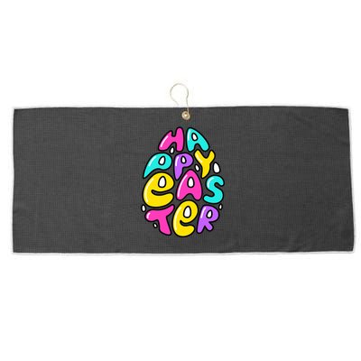 Happy Easter Pastel Egg Large Microfiber Waffle Golf Towel