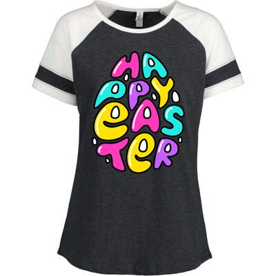 Happy Easter Pastel Egg Enza Ladies Jersey Colorblock Tee