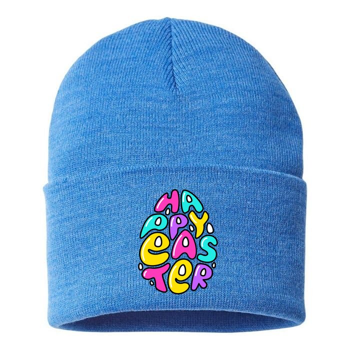 Happy Easter Pastel Egg Sustainable Knit Beanie