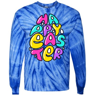 Happy Easter Pastel Egg Tie-Dye Long Sleeve Shirt