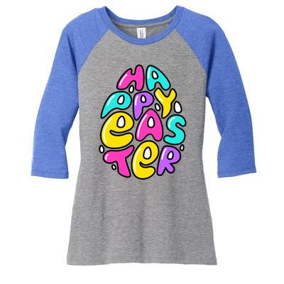 Happy Easter Pastel Egg Women's Tri-Blend 3/4-Sleeve Raglan Shirt