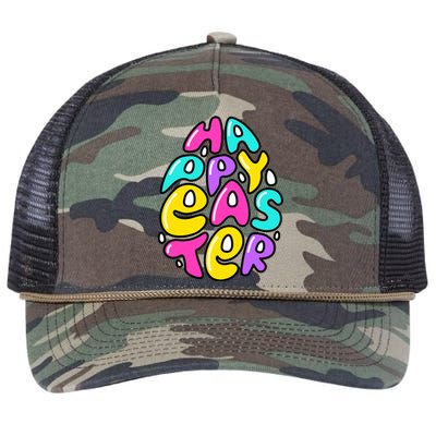 Happy Easter Pastel Egg Retro Rope Trucker Hat Cap