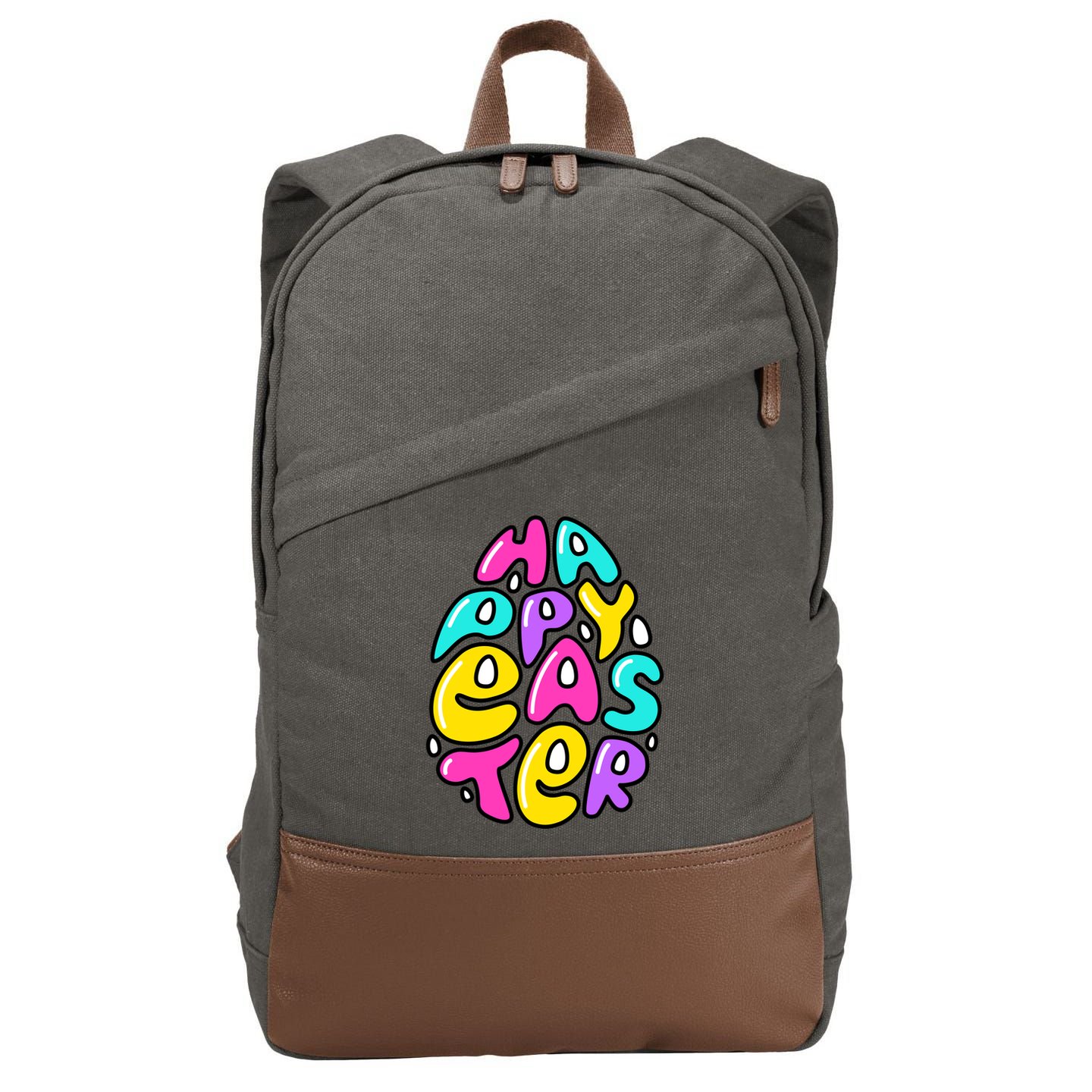 Happy Easter Pastel Egg Cotton Canvas Backpack