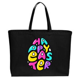 Happy Easter Pastel Egg Cotton Canvas Jumbo Tote