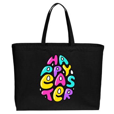 Happy Easter Pastel Egg Cotton Canvas Jumbo Tote