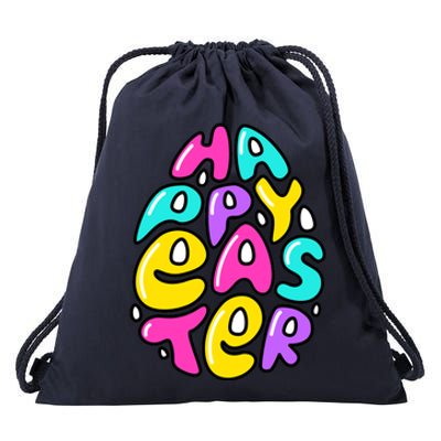 Happy Easter Pastel Egg Drawstring Bag