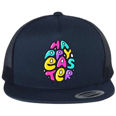 Happy Easter Pastel Egg Flat Bill Trucker Hat