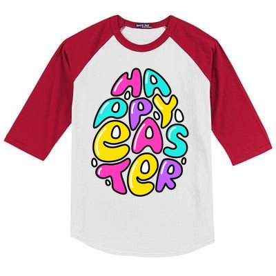 Happy Easter Pastel Egg Kids Colorblock Raglan Jersey