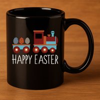 Happy Easter Train 11oz C Handle Ceramic Mug