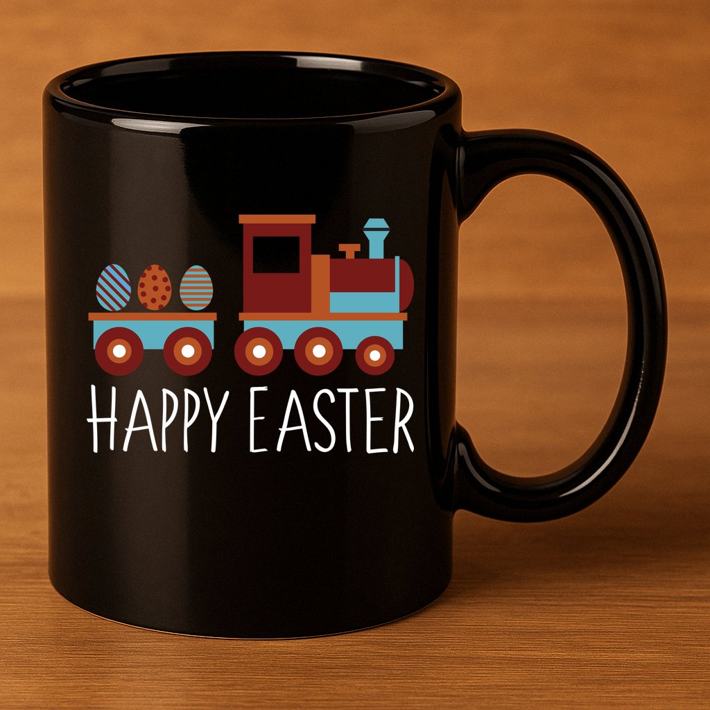 Happy Easter Train 11oz C Handle Ceramic Mug