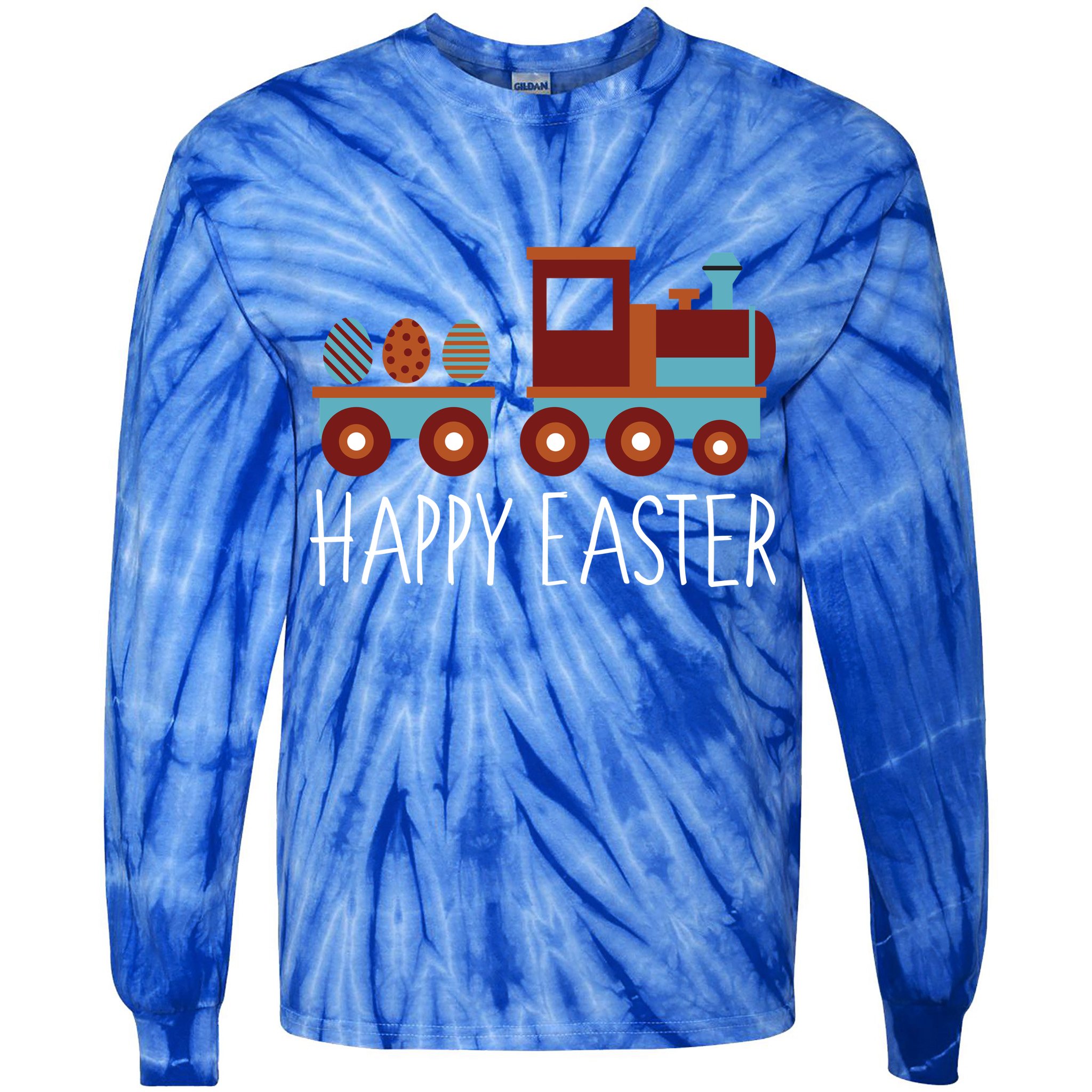 Happy Easter Train Tie-Dye Long Sleeve Shirt