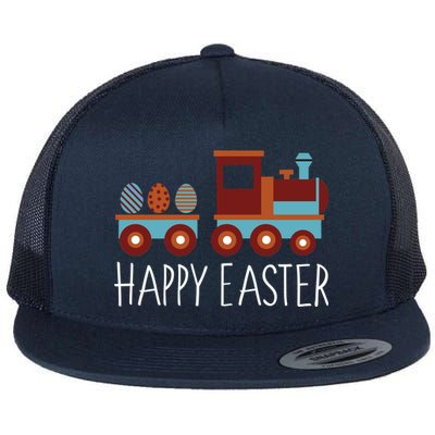 Happy Easter Train Flat Bill Trucker Hat