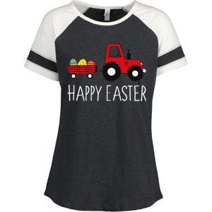 Happy Easter Truck Enza Ladies Jersey Colorblock Tee