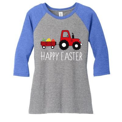 Happy Easter Truck Women's Tri-Blend 3/4-Sleeve Raglan Shirt