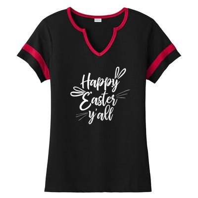 Happy Easter Y'all Bunny Ears Ladies Halftime Notch Neck Tee