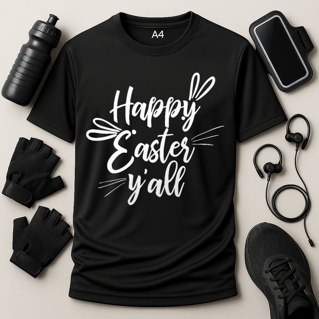 Happy Easter Y'all Bunny Ears Cooling Performance Crew T-Shirt