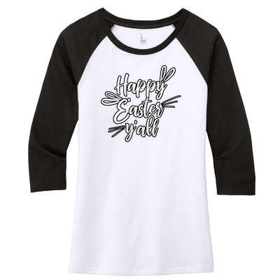 Happy Easter Y'all Bunny Ears Women's Tri-Blend 3/4-Sleeve Raglan Shirt