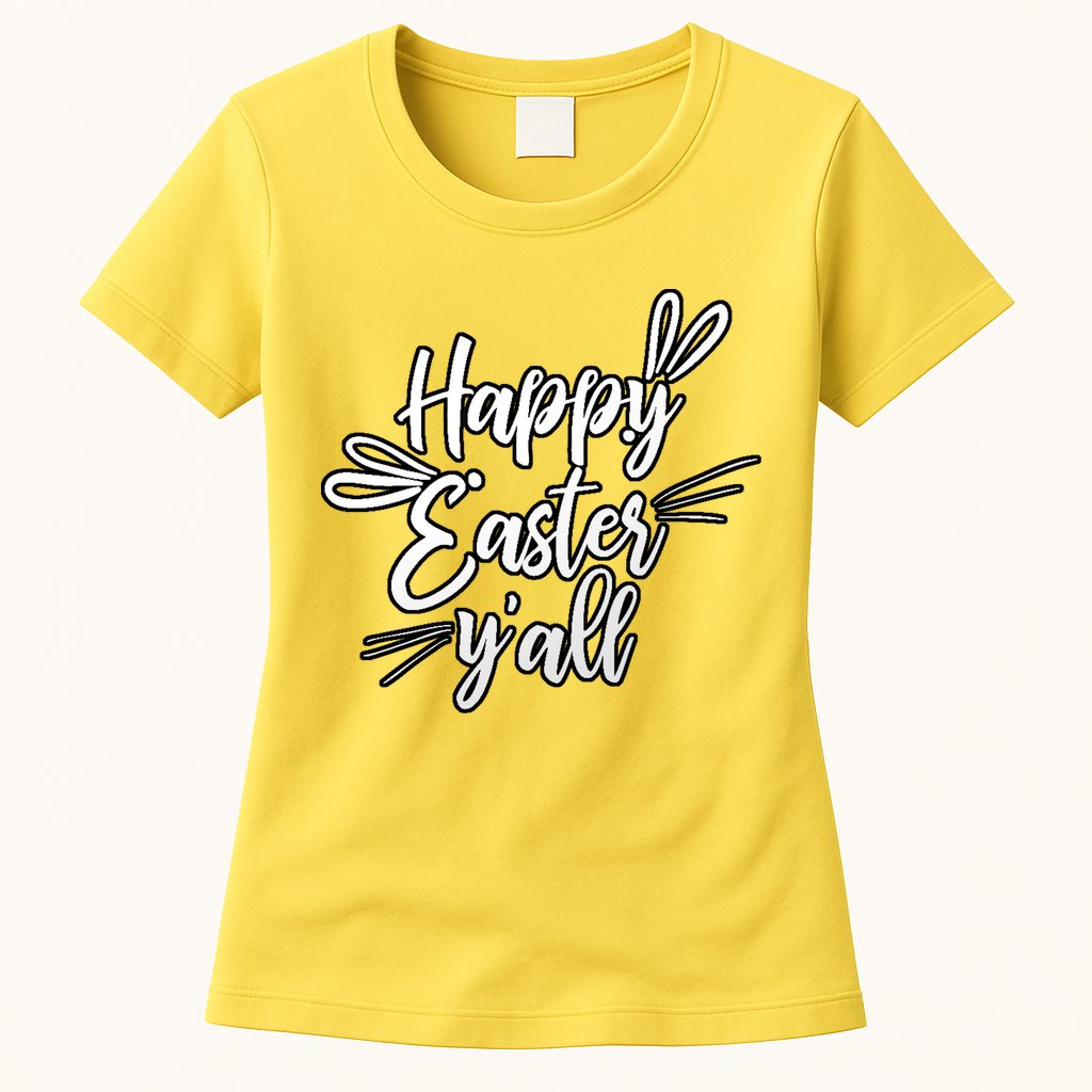 Happy Easter Y'all Bunny Ears Womens T-Shirt
