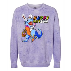 Happy EastRawar T-Rex Dino Easter Eggs Colorblast Crewneck Sweatshirt