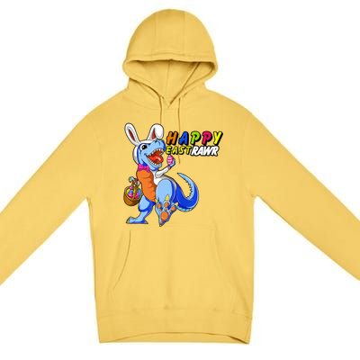 Happy EastRawar T-Rex Dino Easter Eggs Premium Pullover Hoodie