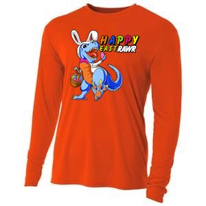 Happy EastRawar T-Rex Dino Easter Eggs Cooling Performance Long Sleeve Crew