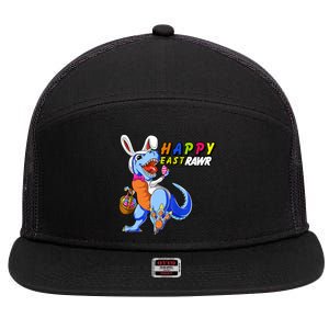 Happy EastRawar T-Rex Dino Easter Eggs 7 Panel Mesh Trucker Snapback Hat