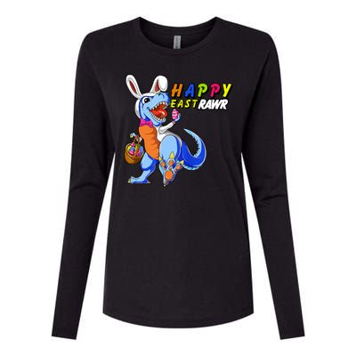 Happy EastRawar T-Rex Dino Easter Eggs Womens Cotton Relaxed Long Sleeve T-Shirt