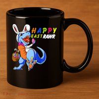 Happy EastRawar T-Rex Dino Easter Eggs 11oz C Handle Ceramic Mug