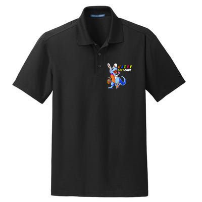 Happy EastRawar T-Rex Dino Easter Eggs Dry Zone Grid Polo