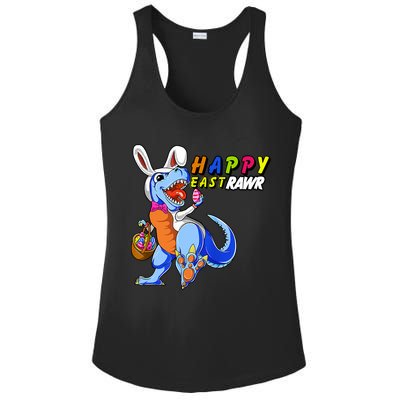 Happy EastRawar T-Rex Dino Easter Eggs Ladies PosiCharge Competitor Racerback Tank