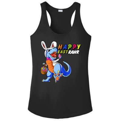 Happy EastRawar T-Rex Dino Easter Eggs Ladies PosiCharge Competitor Racerback Tank