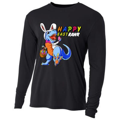 Happy EastRawar T-Rex Dino Easter Eggs Cooling Performance Long Sleeve Crew