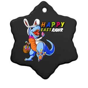 Happy EastRawar T-Rex Dino Easter Eggs Ceramic Star Ornament