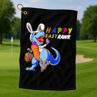 Happy EastRawar T-Rex Dino Easter Eggs Golf Towel