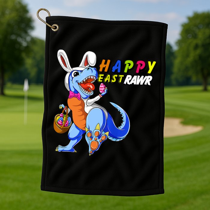 Happy EastRawar T-Rex Dino Easter Eggs Golf Towel
