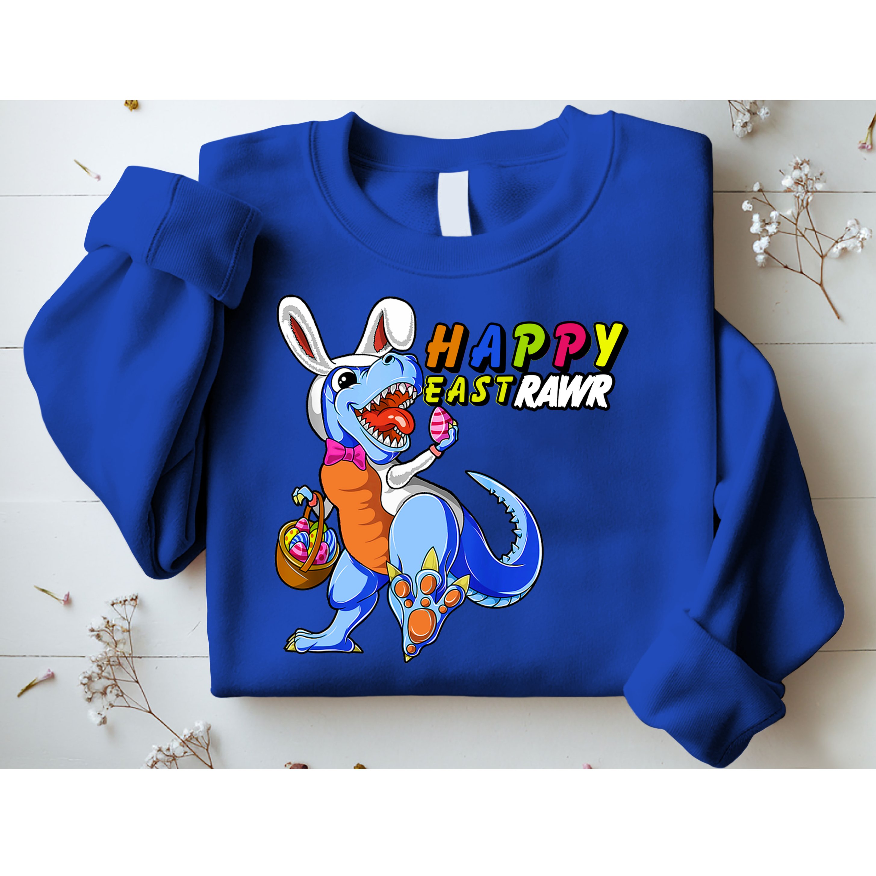 Happy EastRawar T-Rex Dino Easter Eggs Sweatshirt