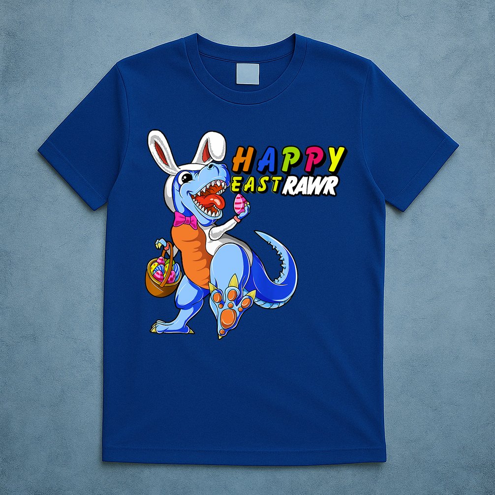 Happy EastRawar T-Rex Dino Easter Eggs T-Shirt