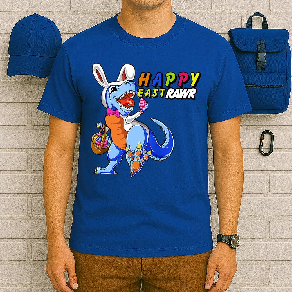 Happy EastRawar T-Rex Dino Easter Eggs T-Shirt